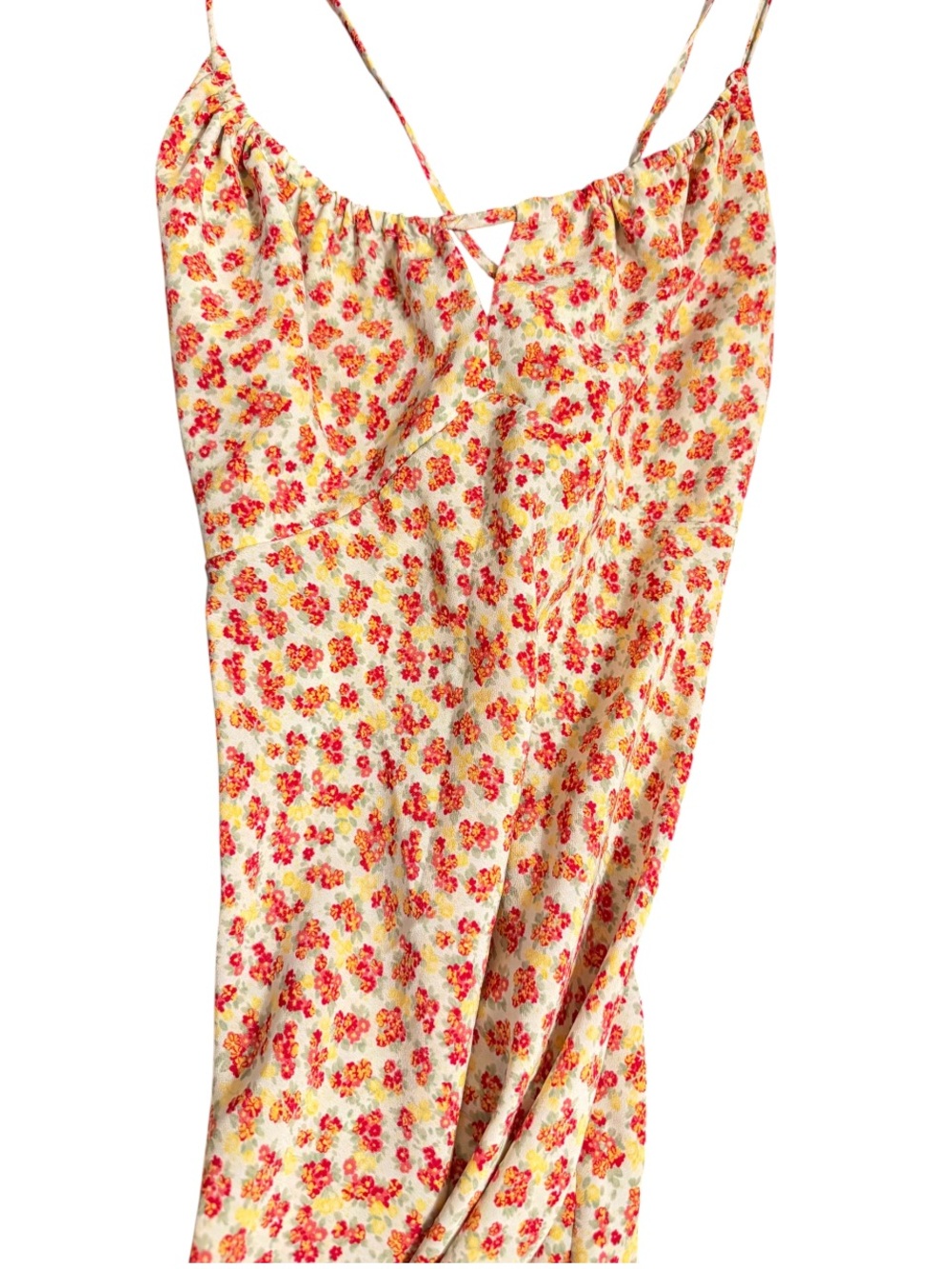Vintage 90s Ditsy Floral Express Tie Back Slip Midi 3/4 Lace Up Corset ✨